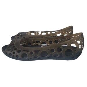 Crocs Adrina Jelly Peep Toe Slip On Ballet Flat Shoes Size 11